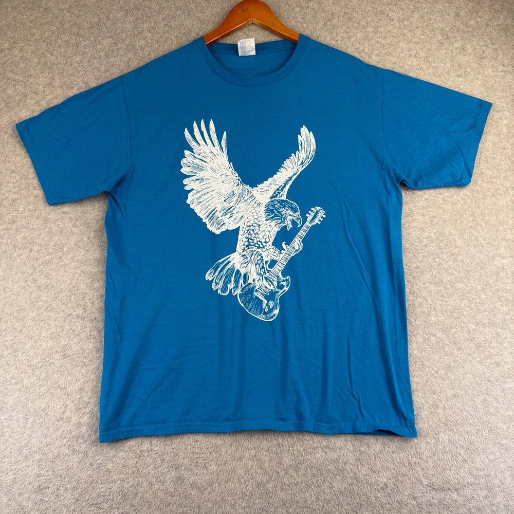 Eagle Guitar Port & Company Ring Spun T-Shirt Mens L Blue Cotton